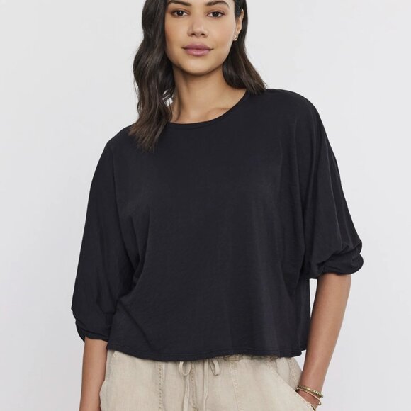 Velvet by Graham & Spencer AMARA Cotton Slub 3/4 Sleeve tee - Picture 1 of 8